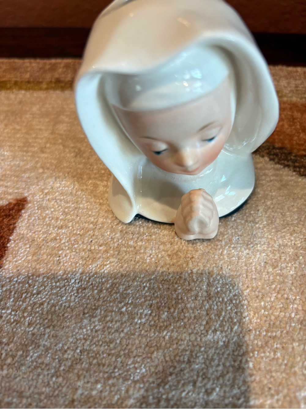 White Porcelain Praying Figurine - Decorative Home Accent